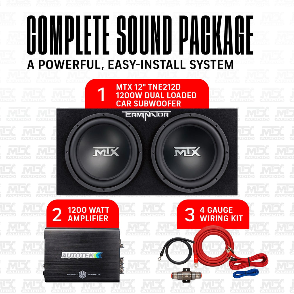 12" Subwoofer Box, Mono Amp & 4 Gauge Wiring Kit I2051