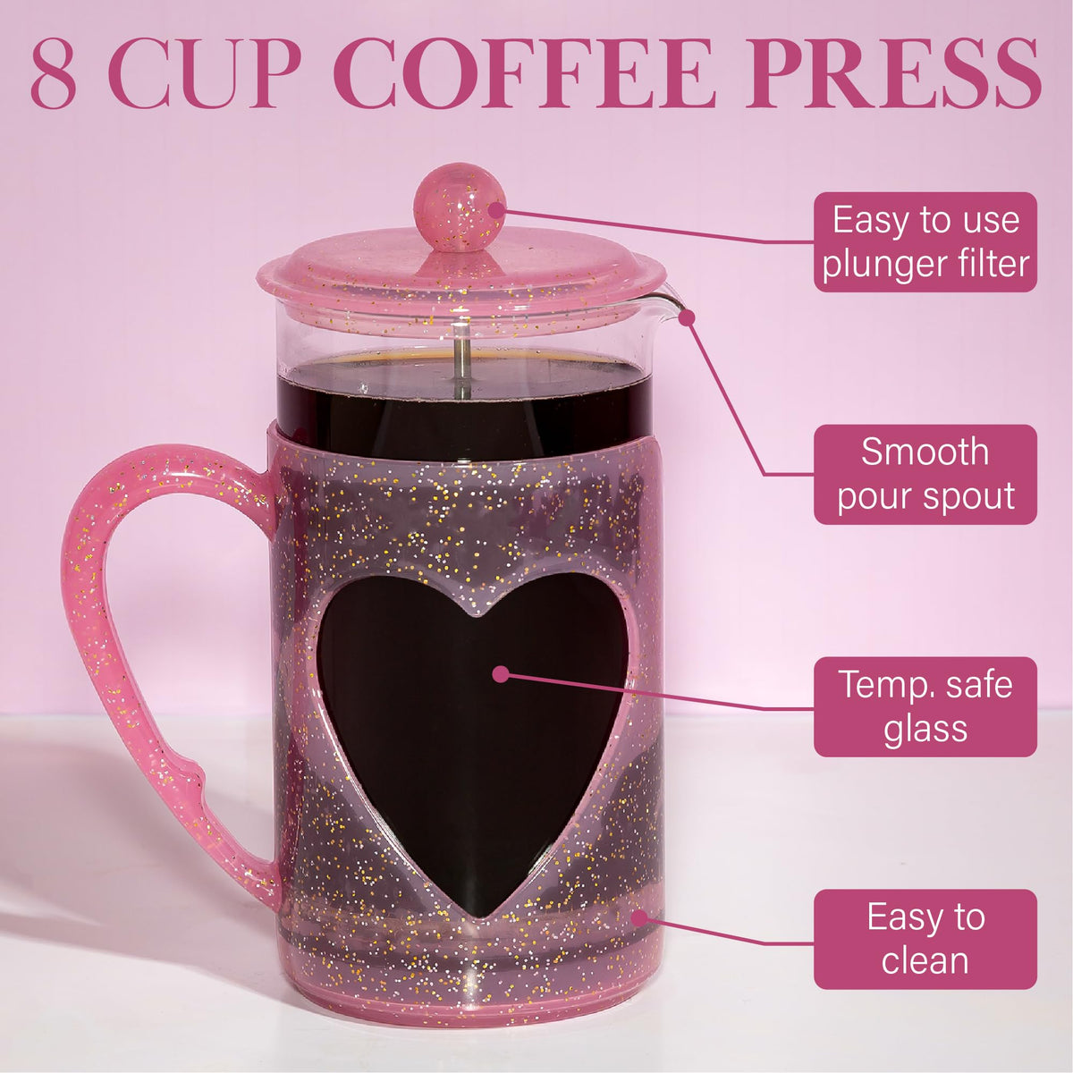 8-Cup Pink French Press Coffee Maker P101