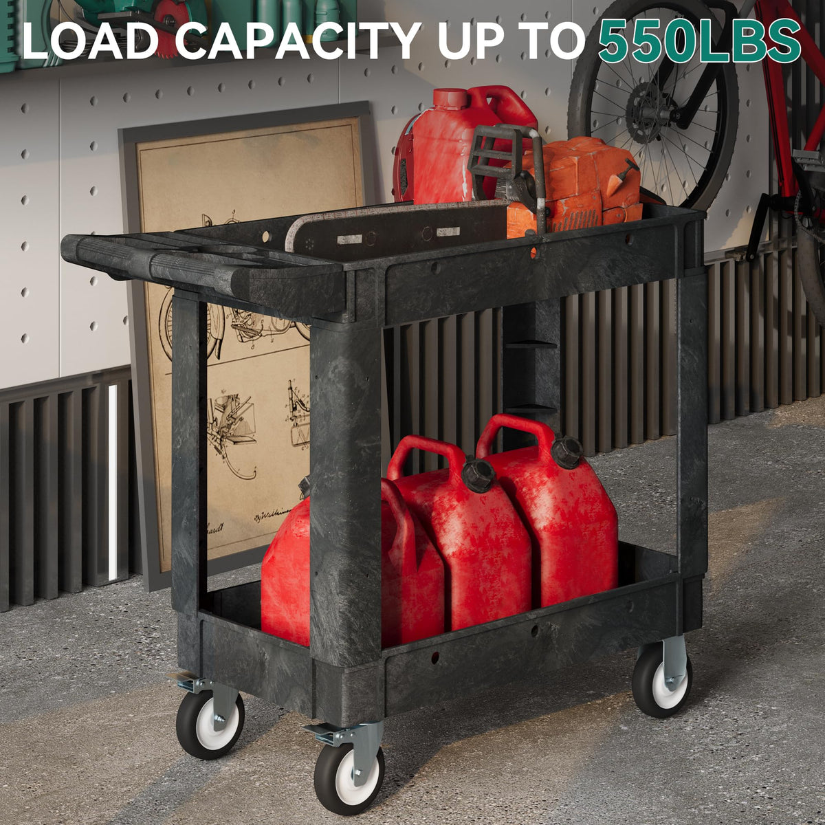 Black Utility Cart on Wheels G394816