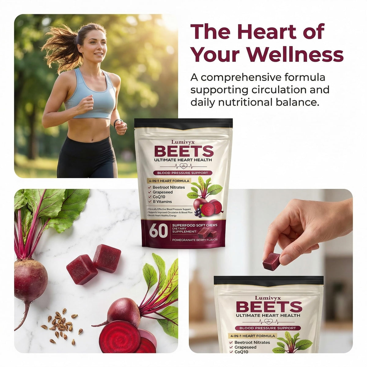 Beet Chews with Grape Seed Extract & CoQ10 - 60 Chews J716062