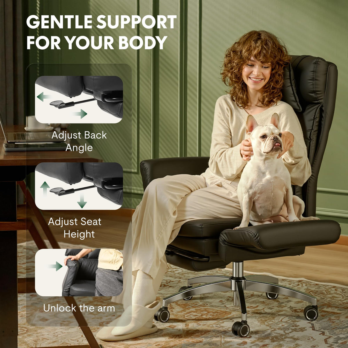 Oversized Brown Convertible Office Chair K3177