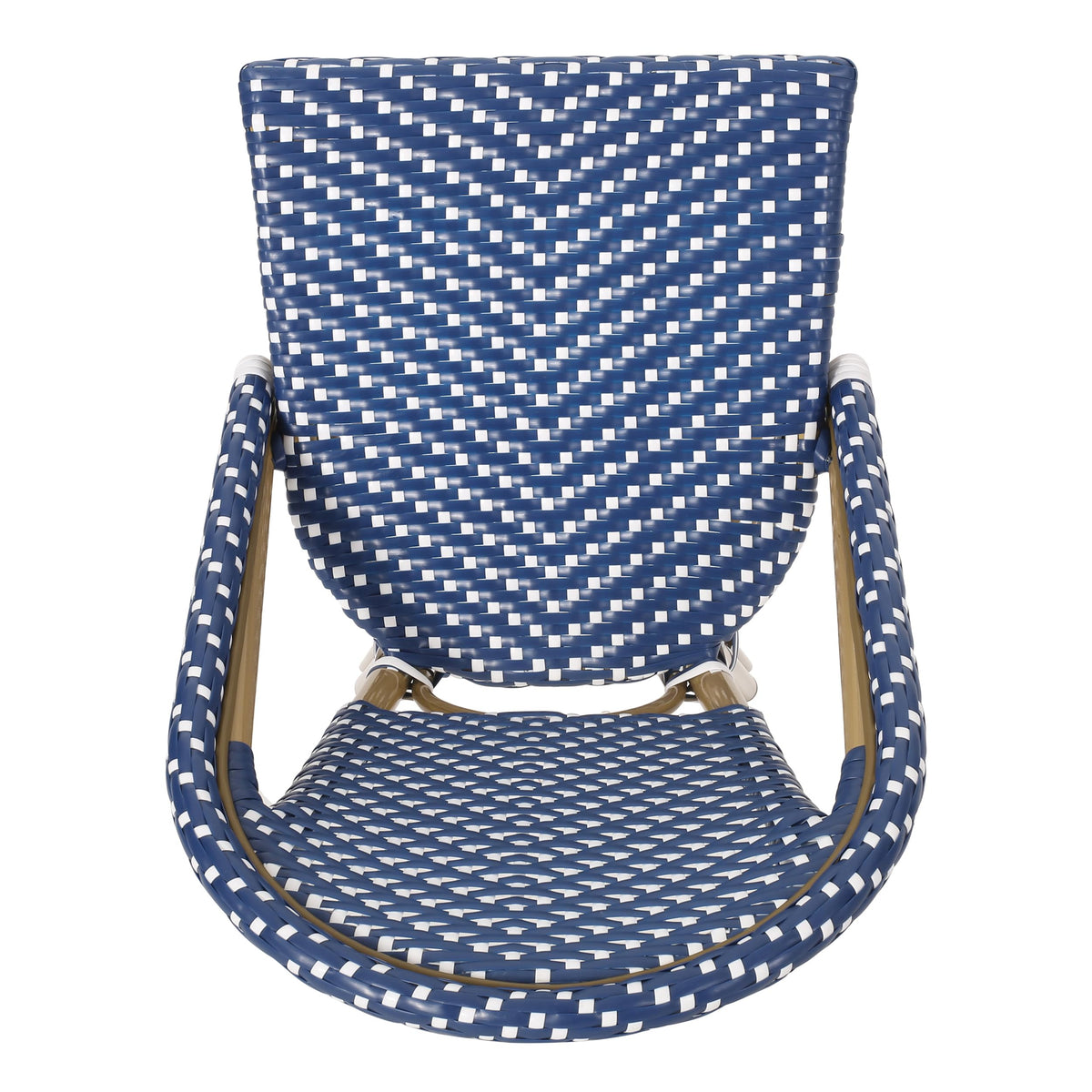 29.5" Bar Height Outdoor Stools Set of 2 Wicker Rattan Aluminum Teal Blue White F11646