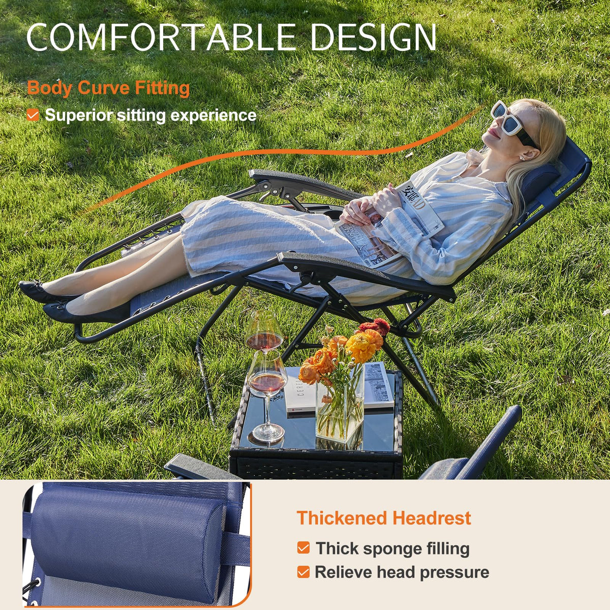 Zero Gravity Chairs Set of 2 Blue T3084