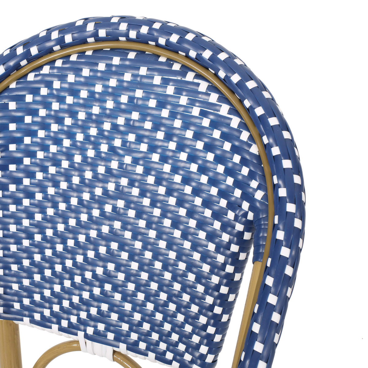 29.5" Bar Height Outdoor Stools Set of 2 Wicker Rattan Aluminum Teal Blue White F11646