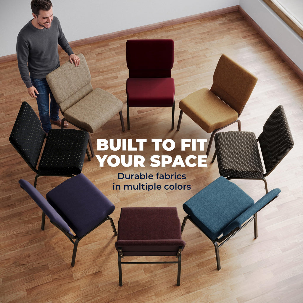 Gray Dot Fabric Stacking Church Chair F91258