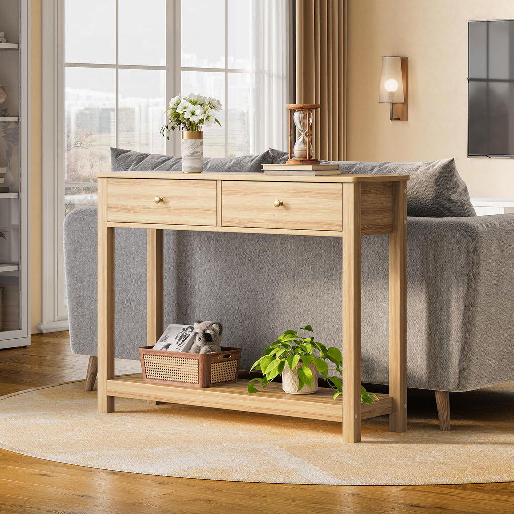 2 Drawer Oak Console Table O7974