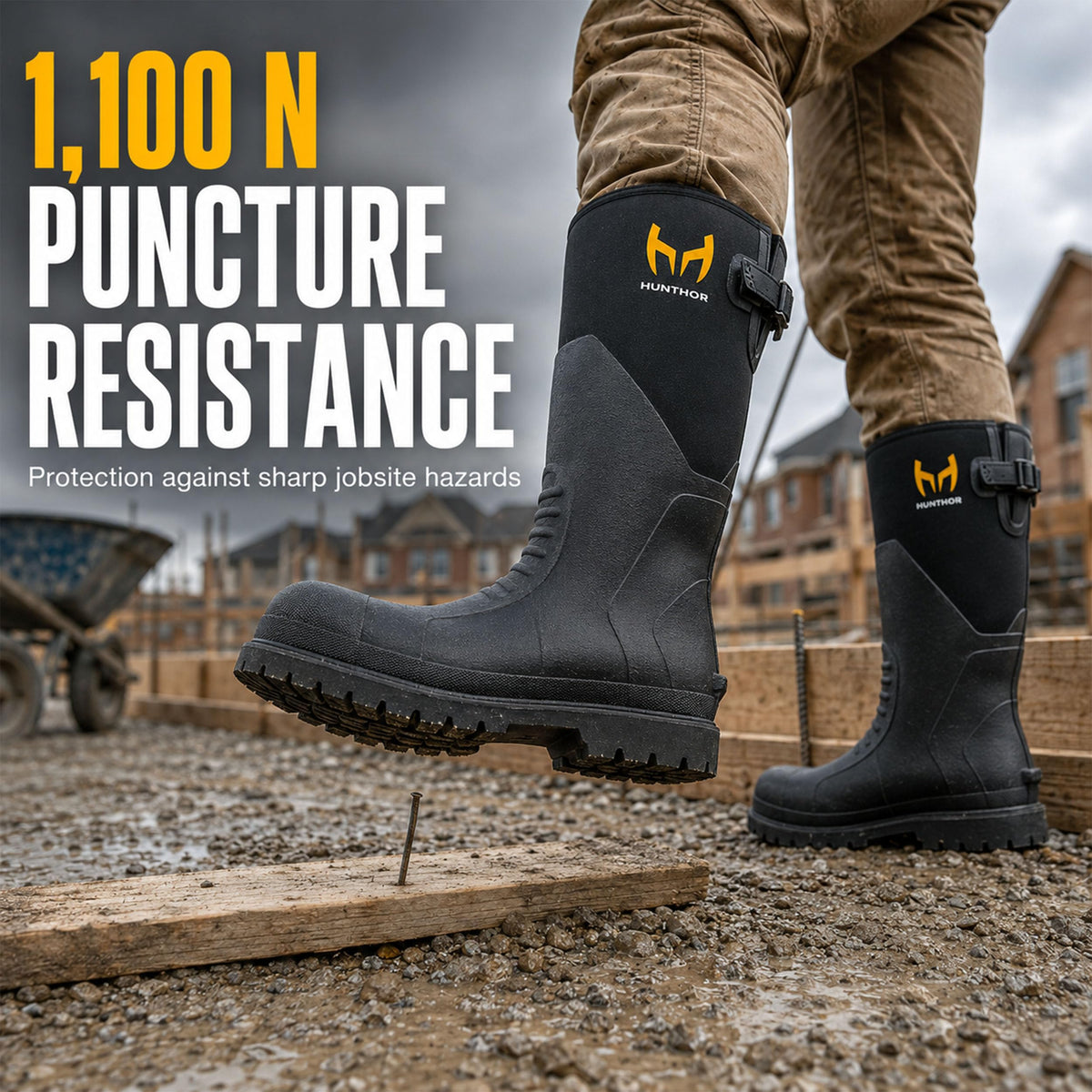 Steel Toe Rubber Work Boots with Steel Shank P391