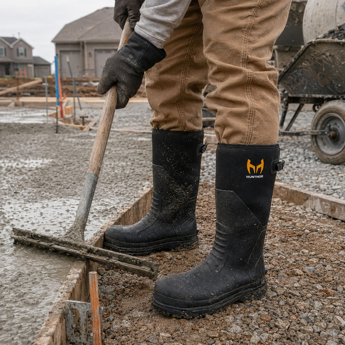 Steel Toe Rubber Work Boots with Steel Shank P391