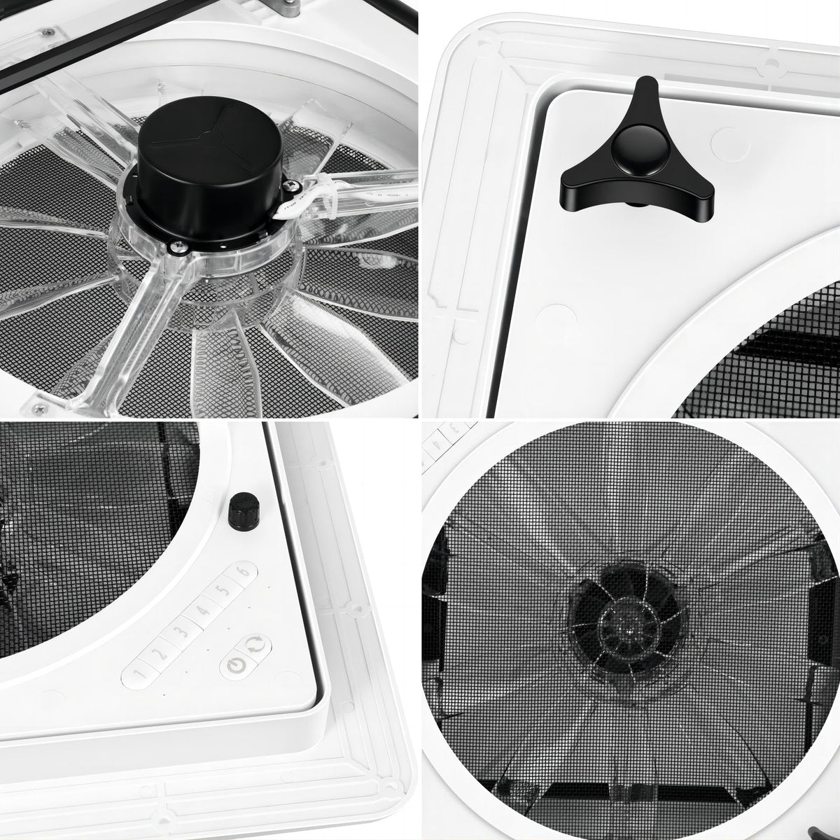 RV Roof Vent Fan 6-Speed-Reversible White G17660