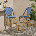 Teal Blue Rattan Counter Height Bar Stools Set of 2 K846
