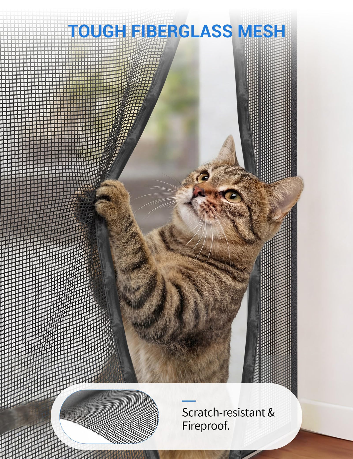 Magnetic Screen Door 72 x 80 Inch Fiberglass Mesh U502358