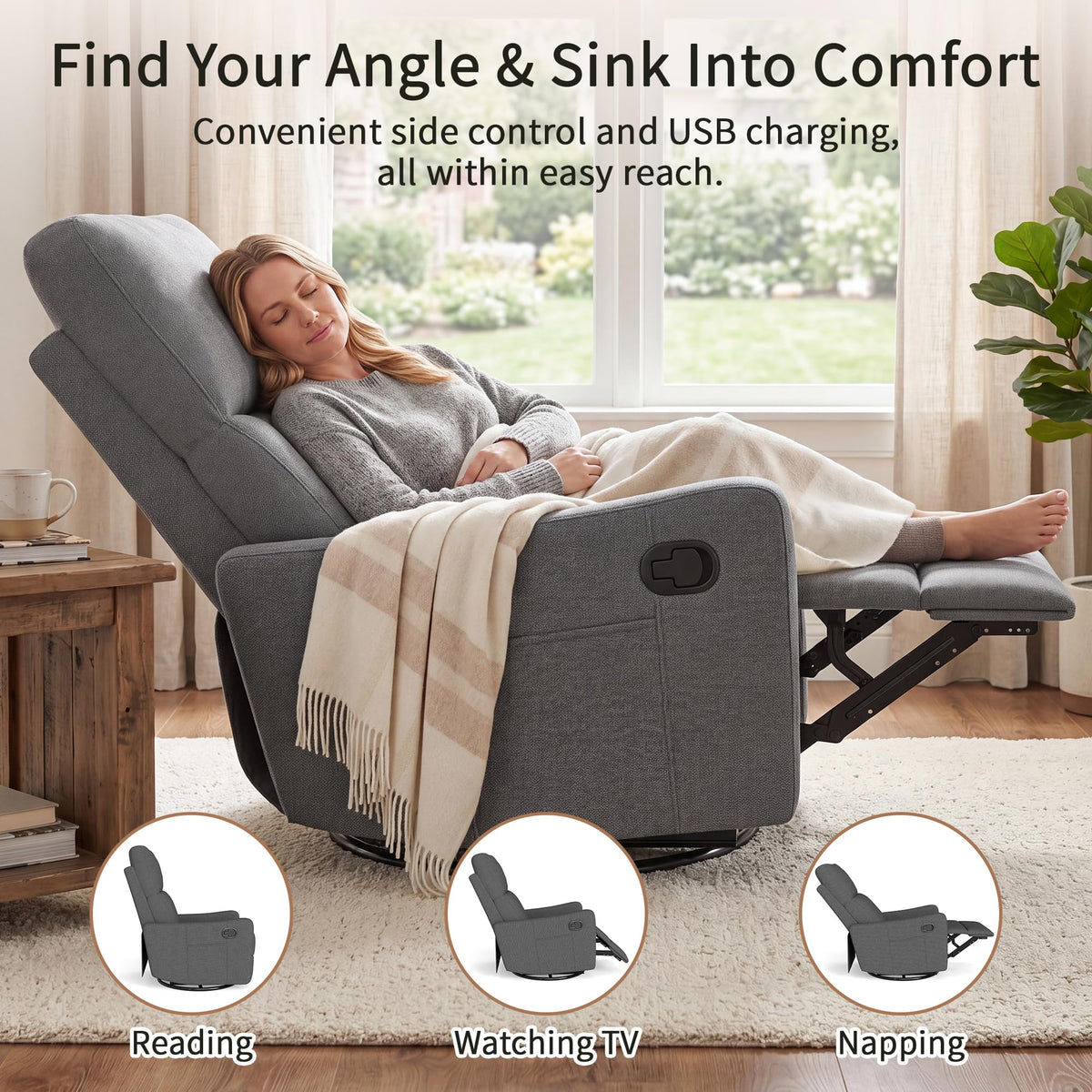 Manual Swivel Rocker Recliner Chair M4285
