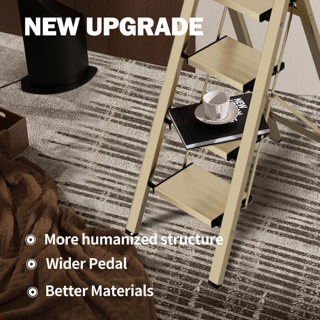 4 Step Lightweight Folding Ladder with Handgrip 330lbs Capacity O292458