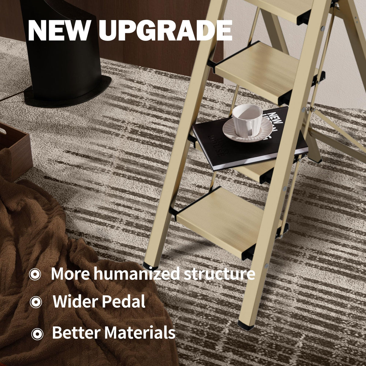 4 Step Lightweight Folding Ladder with Handgrip 330lbs Capacity O292458